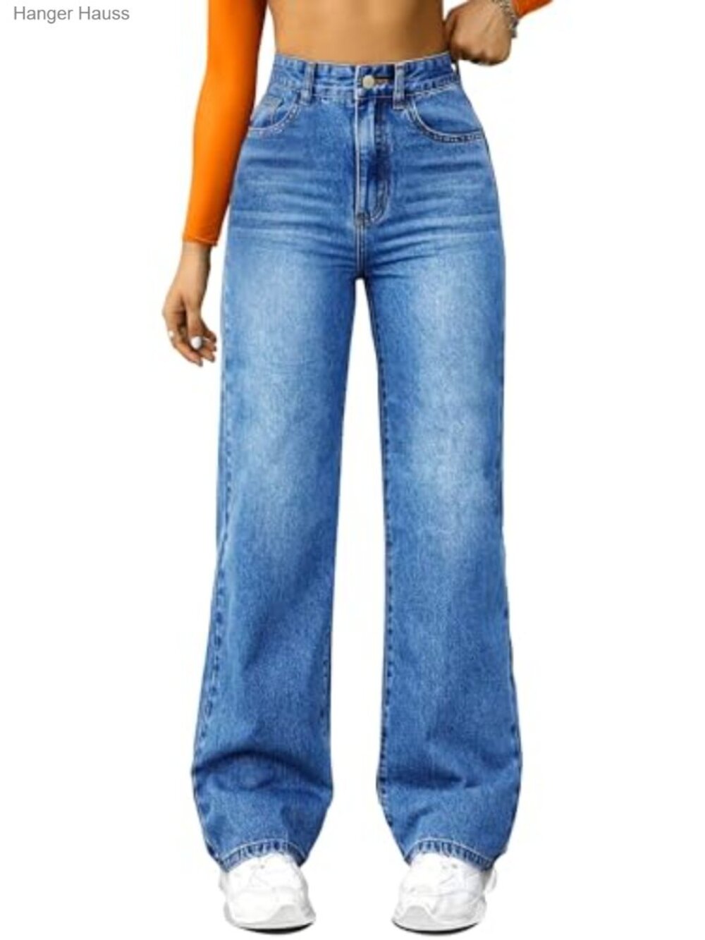 High Waisted Wide Leg Boyfriend Jeans Microelastic Denim Pants